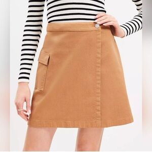 Loft Twill Cargo Wrap Skirt Perfect Camel